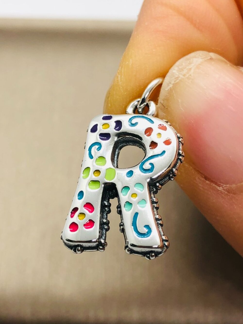 James Avery Enamel Consuela Floral Initial Charm Letter R Dangle Charm